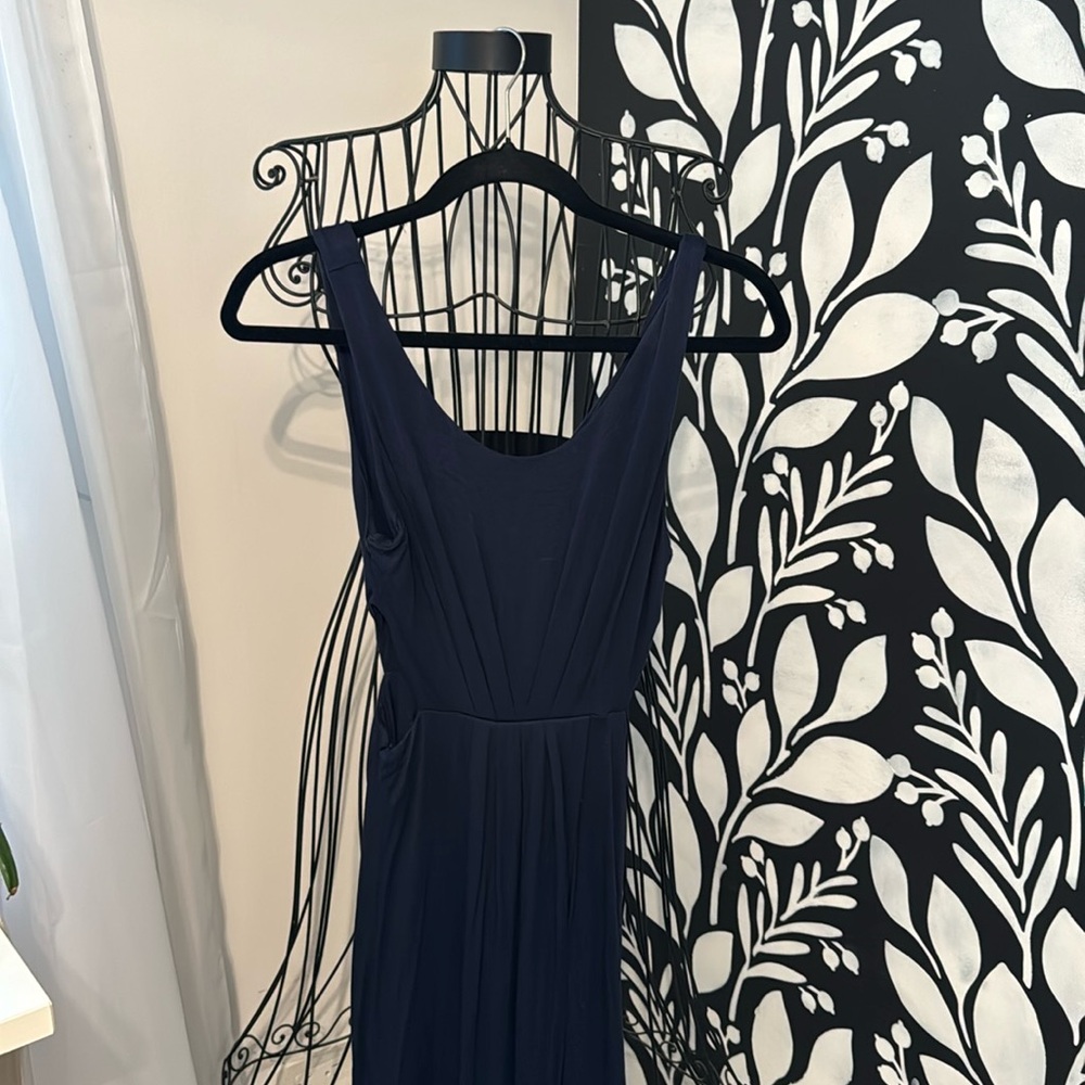 Navy maxi dress with open cutout on the side